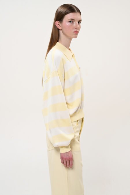Striped half-zip polo sweater (yellow)/Boom μπλούζα