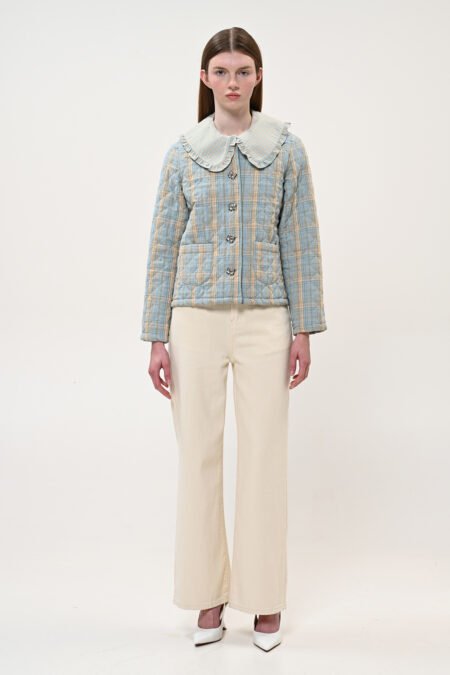 Jacket check mint with buttons/Boom μπουφάν