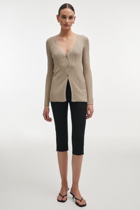 Femme knitted cardigan greige/Nadia Rapti πλεκτή ζακέτα