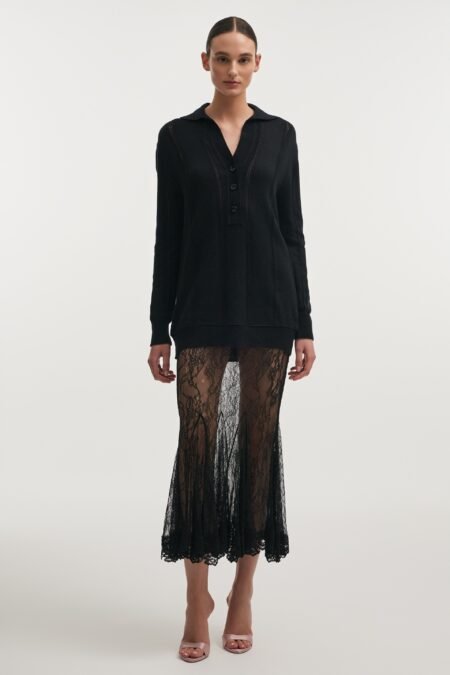 Lauren knitted long blouse black/Nadia Rapti πλεκτή μπλούζα