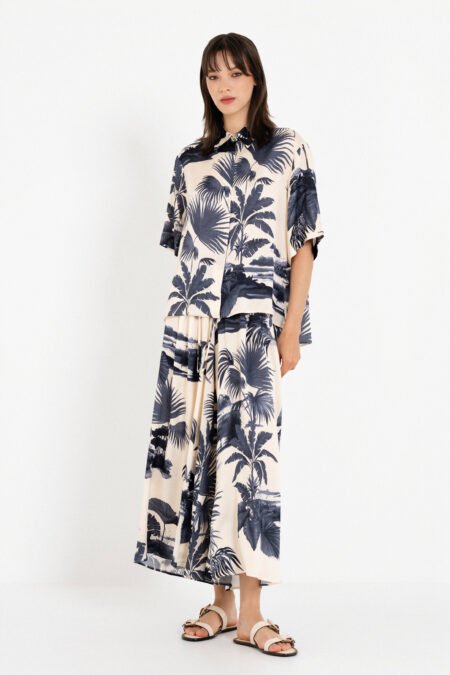 Satin print shirt blue/Philosophy πουκάμισο
