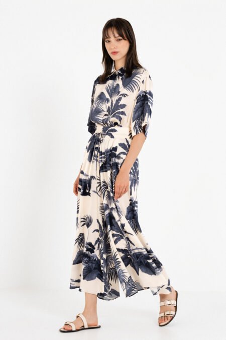 Satin print jupe culottes blue/Philosophy παντελόνι cropped