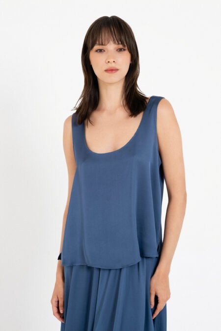 Satin fine ecovero sleevless cropped top/Philosophy top