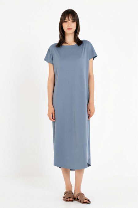 Rib loose dress dusty blue/Philosophy φόρεμα