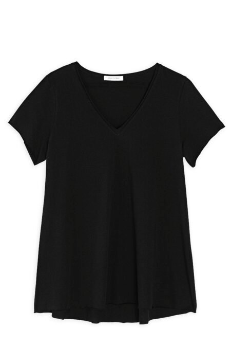 Organic cotton v neck short sleeve top black/Philosophy top