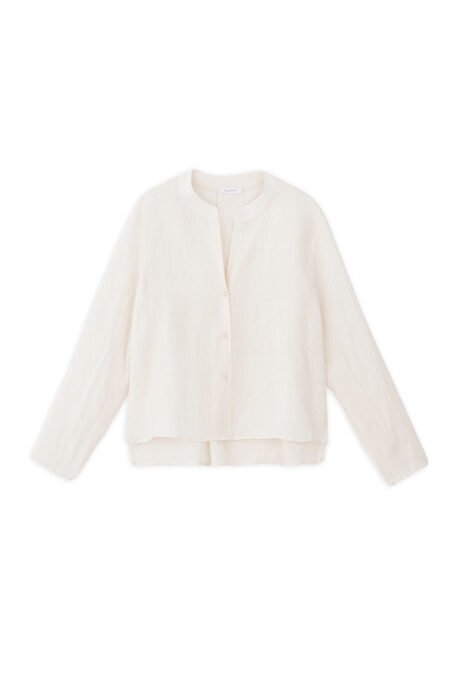 Linen cropped shirt white/Philosophy πουκάμισο