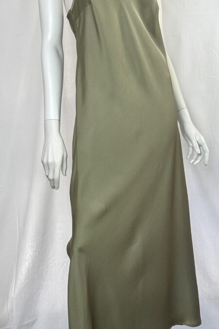 Olive satin midi dress/CKontova φόρεμα