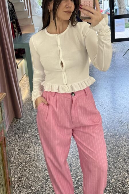 Classic pants stripes pink/Milk White παντελόνι