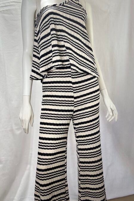 Black one-shoulder stripes knit top/CKontova top