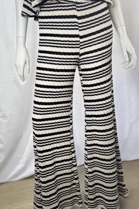 Black knitted flared stripes pants/CKontova παντελόνι