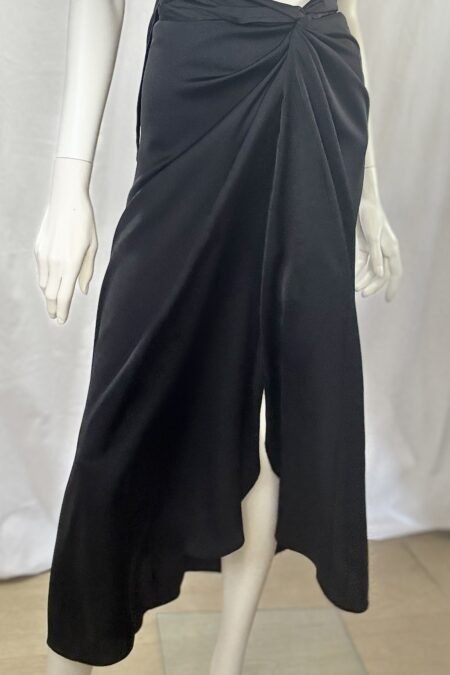 Black satin sarong-skirt/CKontova φούστα