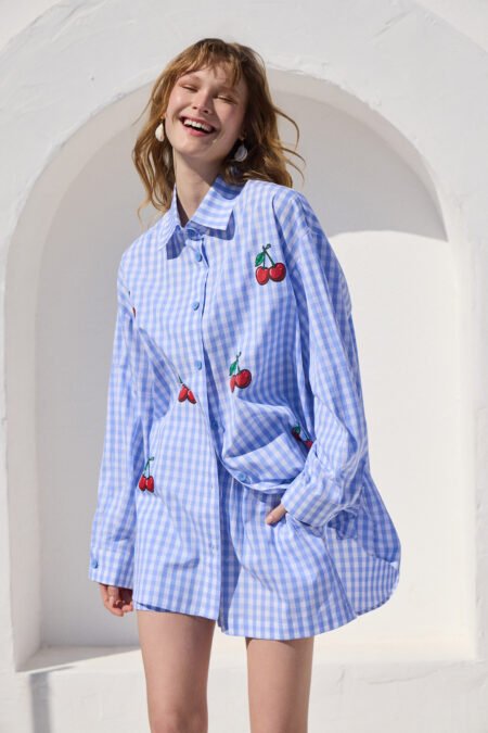 Rita oversized καρό πουκάμισο με κεράσια/Mamoush πουκάμισο
