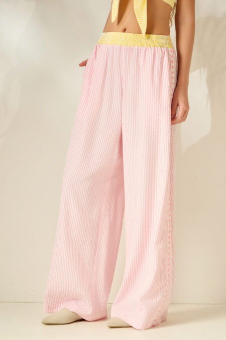 Ava ριγέ δίχρωμο παντελόνι με λάστιχο/Mamoush παντελόνι