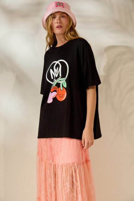 Cherry t-shirt (black)/Mamoush μπλούζα