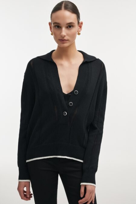 Lauren knitted blouse black/Nadia Rapti πλεκτή μπλούζα