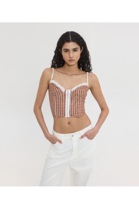 Fiona corset plaid/Sunsetgo τοπ