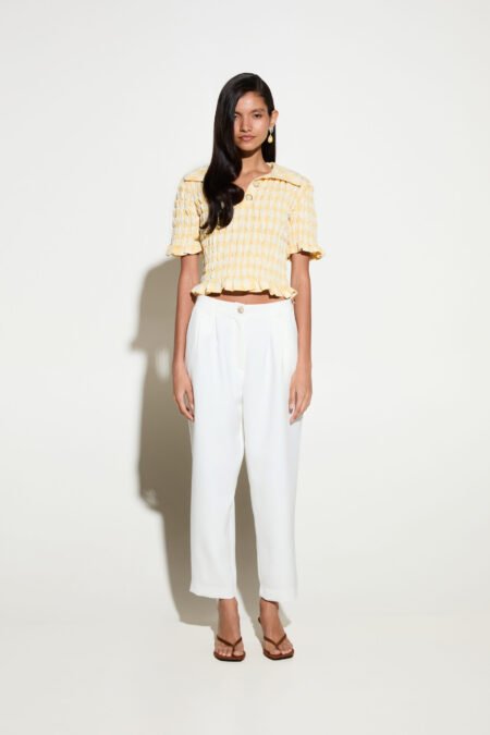 Polo top yellow vichy/Milk White μπλούζα