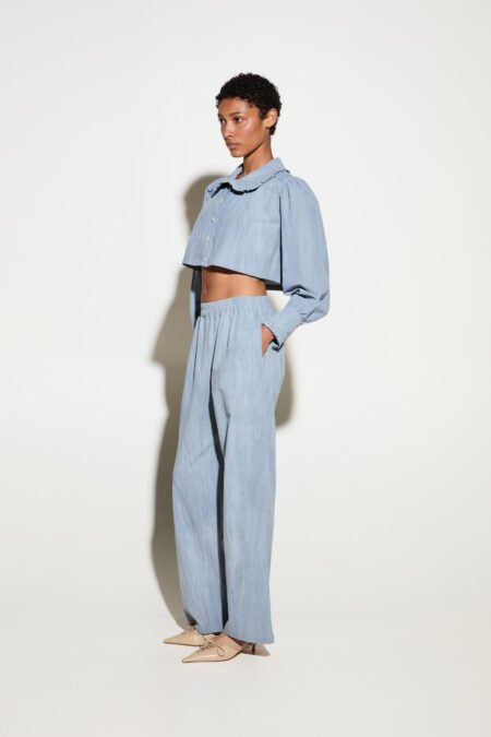 Pants grey-blue/Milk White παντελόνι