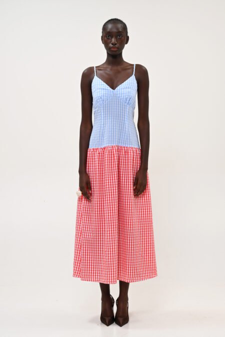 Plaid dress baby blue/Boom φόρεμα