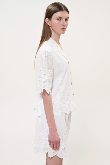 Shirt off white with lace/Boom πουκάμισο