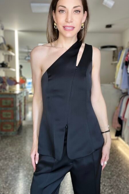 Black asymetrical cut-out tailored vest/CKontova top