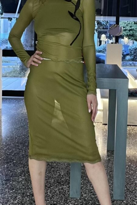 Mesh skirt olive/Milk White φούστα