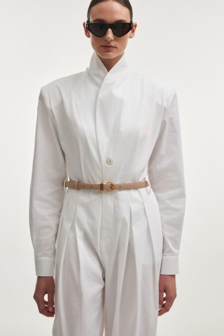Rocky leather belt beige/Nadia Rapti ζώνη