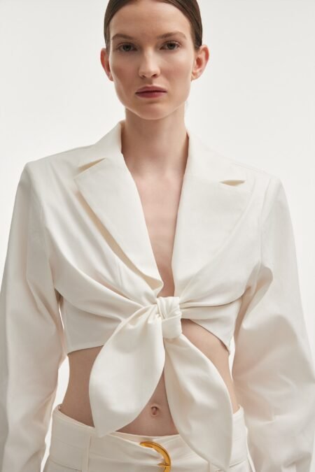 Pure crop shirt white/Nadia Rapti πουκάμισο