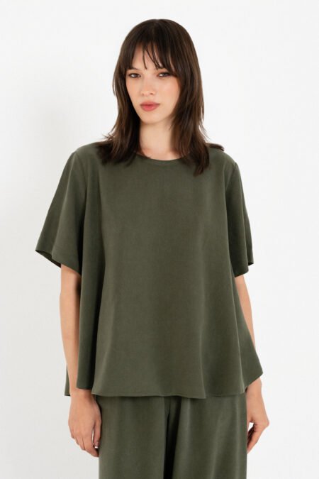 Washed tencel short sleeve blouse/Philosophy μπλούζα