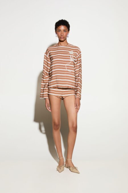 Top brown stripes/Milkwhite τοπ