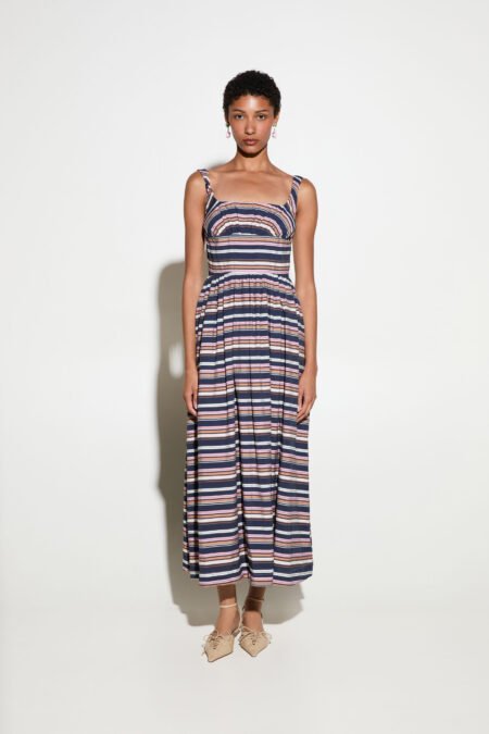 Dress maxi blue stripes/Milkwhite φόρεμα