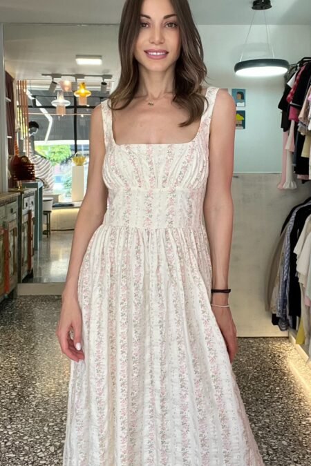 Dress maxi yellow pink/Milkwhite φόρεμα