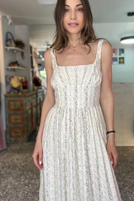 Dress maxi blue/Milkwhite φόρεμα