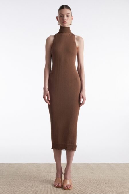 No.26 knitted midi dress brown/Nadia Rapti φόρεμα