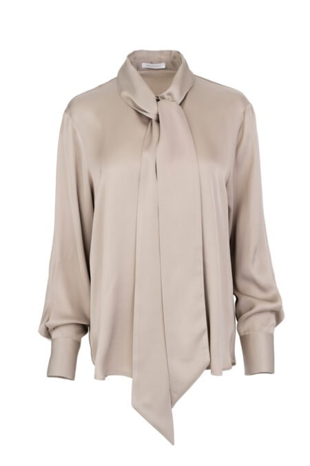 Satin ecovero tie neck shirt beige/Philosophy τοπ (SH77286)
