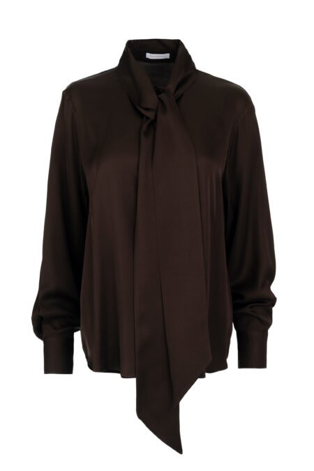 Satin ecovero tie neck shirt brown/Philosophy τοπ (SH77286)