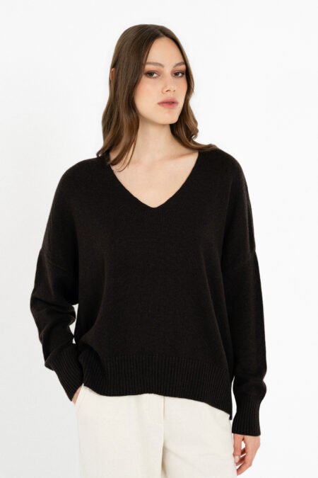 Cashmere v neck sweater dark brown/Philosophy πουλόβερ (KN55101)