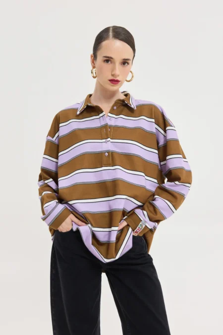 Sidecar Sweatshirt (Purple Stripes)/Hemithea μπλούζα