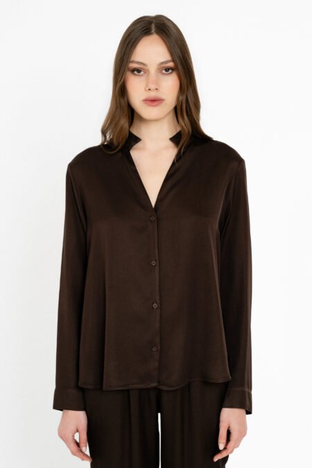 Satin ecovero shirt brown/Philosophy πουκάμισο (SH77287)