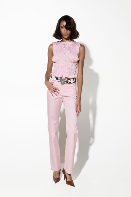 Straight pants pink/Milkwhite παντελόνι