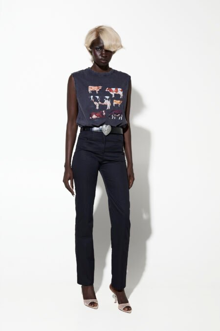 Straight pants black/Milkwhite παντελόνι