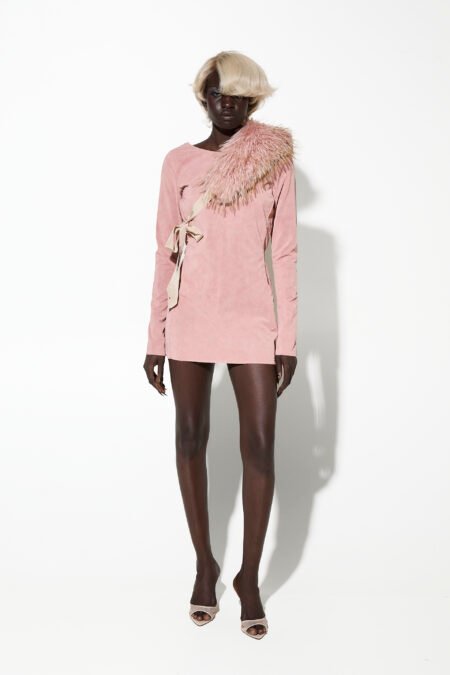 Mini dress dirty pink/Milkwhite φόρεμα