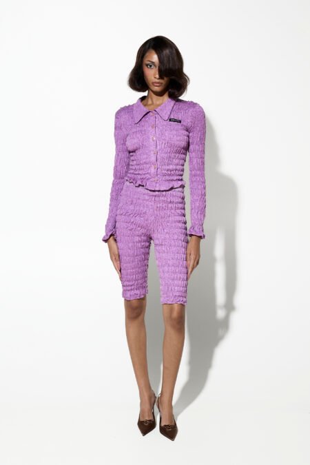 Shirt with ruffles purple/Milkwhite πουκάμισο