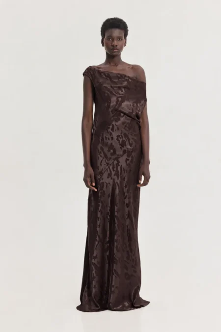 Gold Dress (Jacquard Brown)/Hemithea φόρεμα