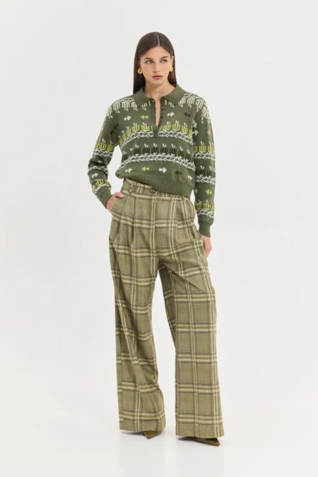 Chameleon Pants (Olive plaid)/Hemithea παντελόνι