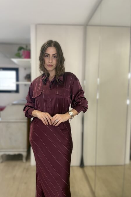 Bordeaux button down dress/CKontova φόρεμα