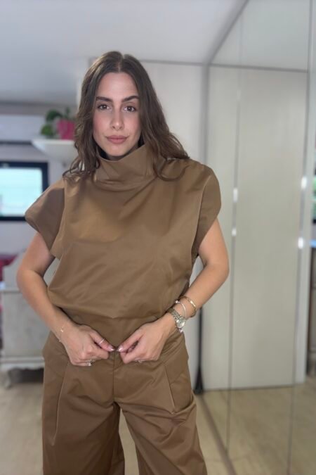 Khaki linear shirt taba/CKontova πουκάμισο