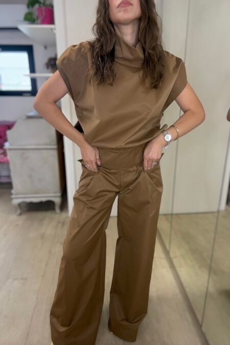 Tan linear trousers/Ckontova παντελόνι