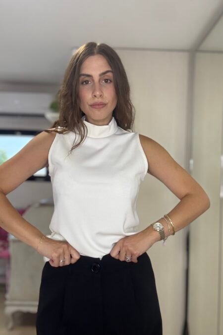 Sleevless turtleneck white/CKontova μπλούζα