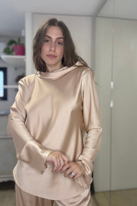 Sleek drapping blouse beige/CKontova μπλούζα